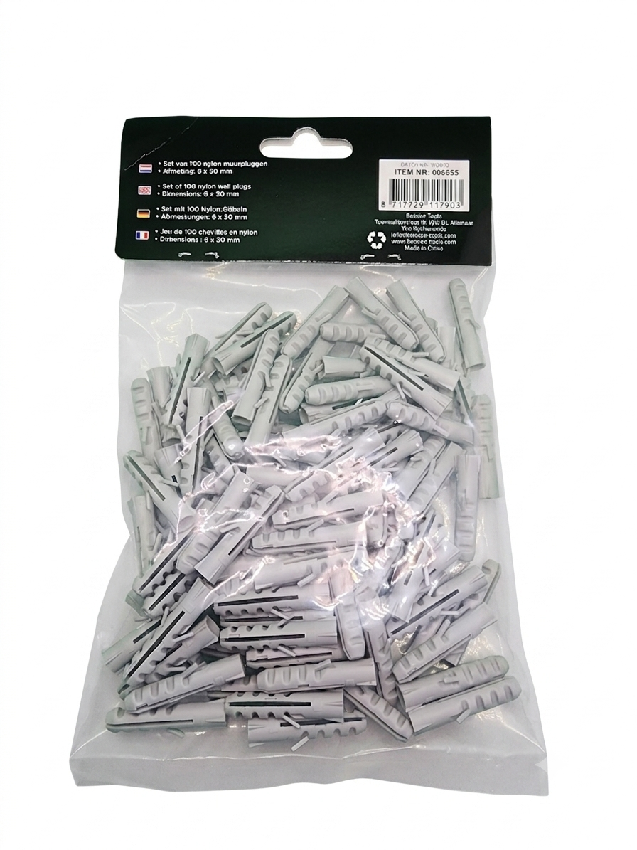 Rohdübel 6 mm Nylon 100 Stück