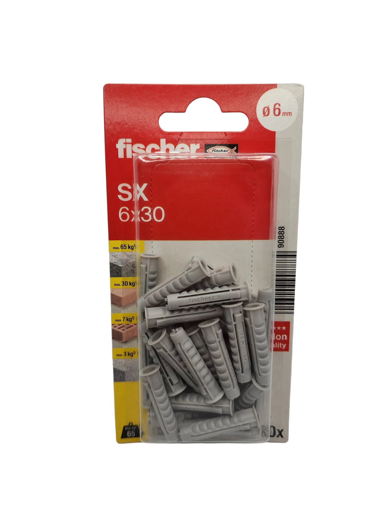 fischer Dübel SX 6x30 Vorratspack (30 Stück) – Universaldübel Spreizdübel Set