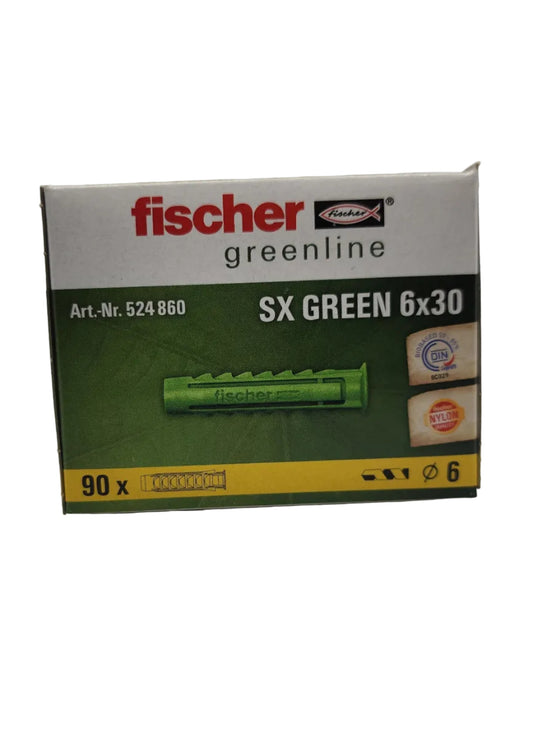 fischer Dübel SX GREEN 6x30 (90 Stück) – Nachwachsender Bio-Universaldübel